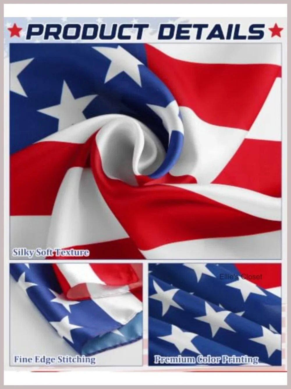 Silk-Like Polyester 27.5in Flag Bandana Scarf Set of 2 Hair Wrap Neck Scarf